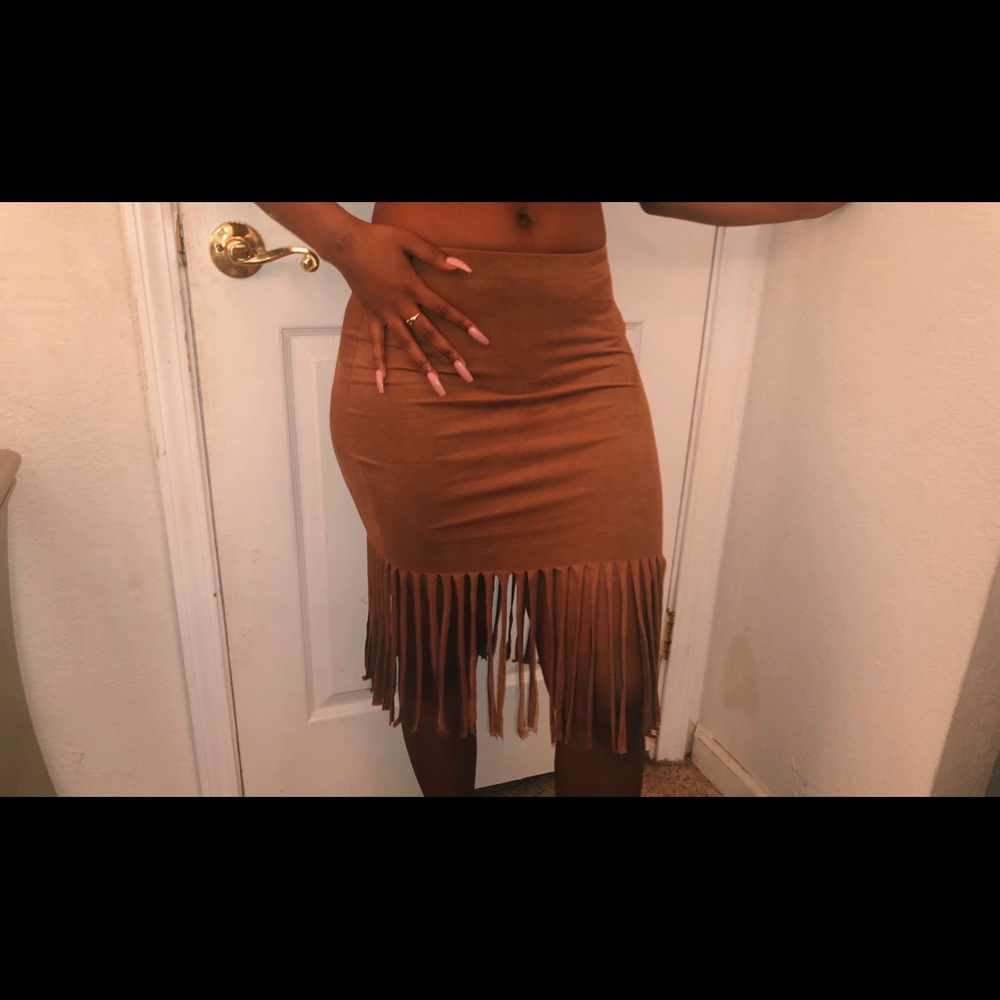 Fringe suede skirt